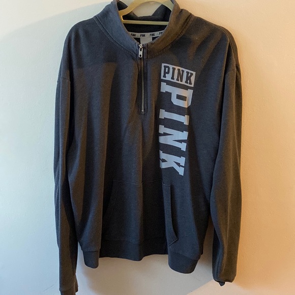 PINK Victoria's Secret Tops - 🎉 2/$40🎉 Victoria’s Secret PINK 1/4 zip up, dark grey